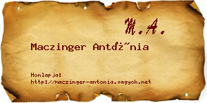Maczinger Antónia névjegykártya